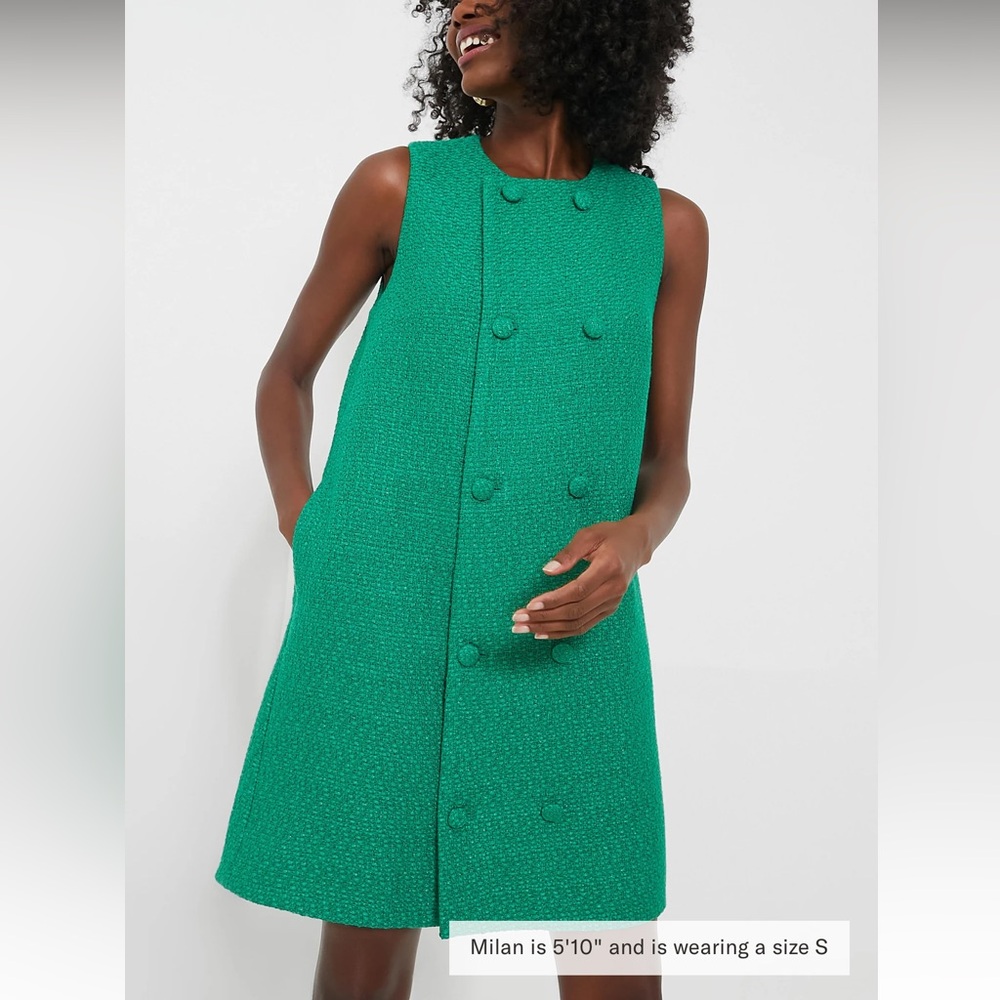 NWT Tuckernuck Pomander Place Bianca Green Tweed Dress, Size Small